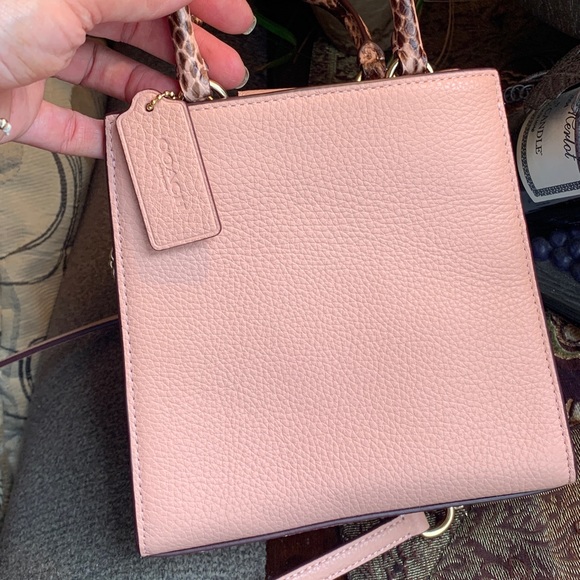 Authentic COACH Pebbled leather/Snakeskin embossed top handle crossbody/Satchel - Picture 4 of 13